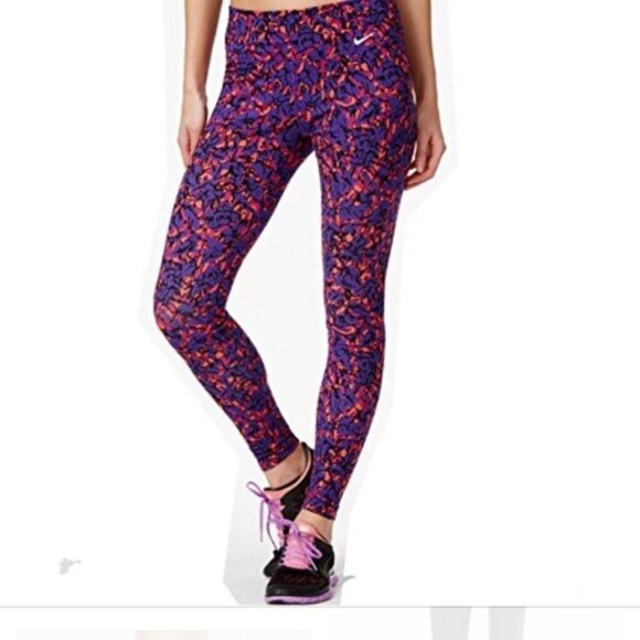 Nike Legend Leggings Pink Purple Black‎ Camo Dri-Fit Small - Picture 1 of 8